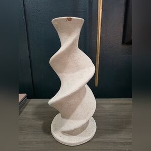 Vtg Large Cast Plaster Spiral Twisted Candle Holder 14'H Chunky